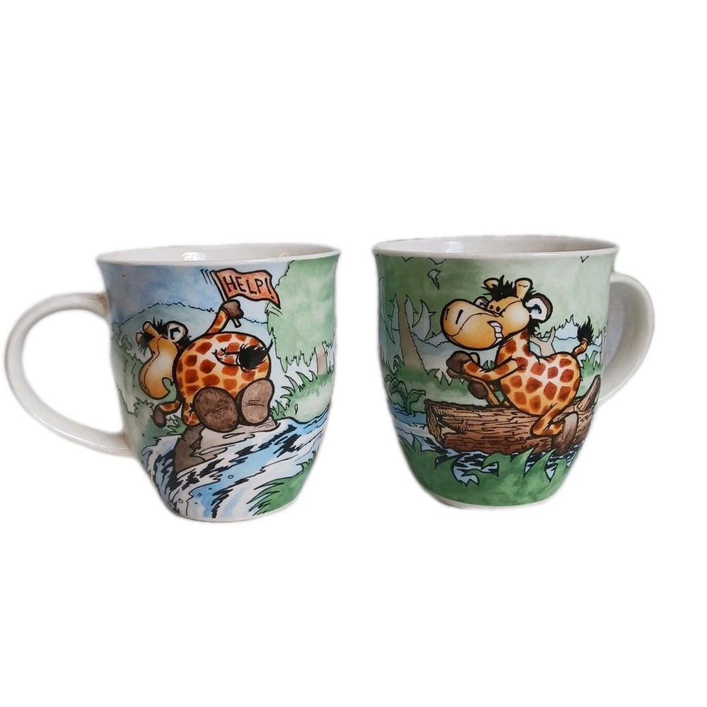 Enesco NICI Giraffe Porcelain Mug Set of 2 Rare